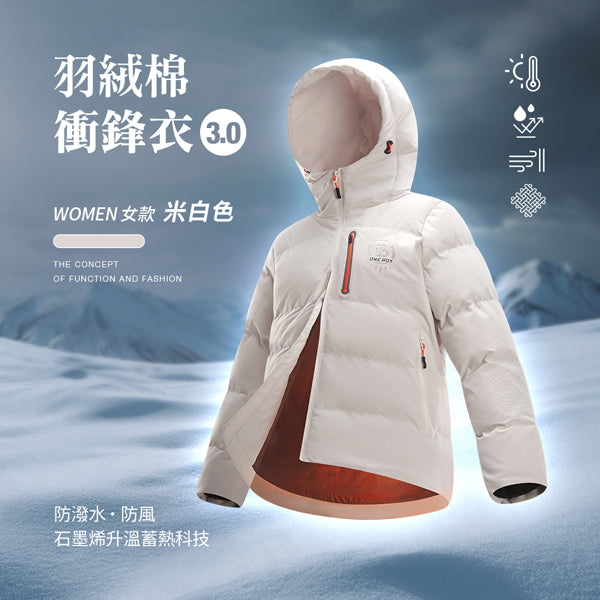 科技Clo+蓄熱防潑水機能防風禦寒羽絨棉衝鋒衣3.0