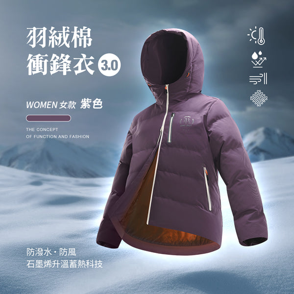 科技Clo+蓄熱防潑水機能防風禦寒羽絨棉衝鋒衣3.0