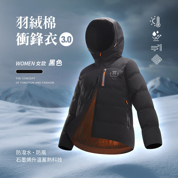 科技Clo+蓄熱防潑水機能防風禦寒羽絨棉衝鋒衣3.0
