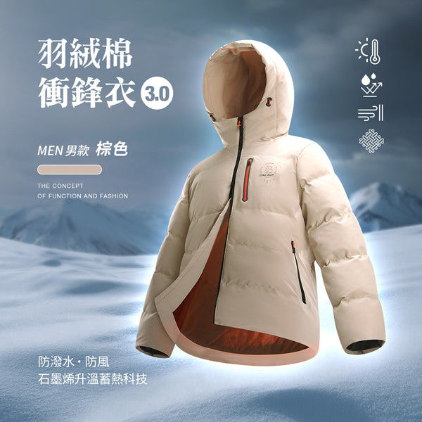 科技Clo+蓄熱防潑水機能防風禦寒羽絨棉衝鋒衣3.0