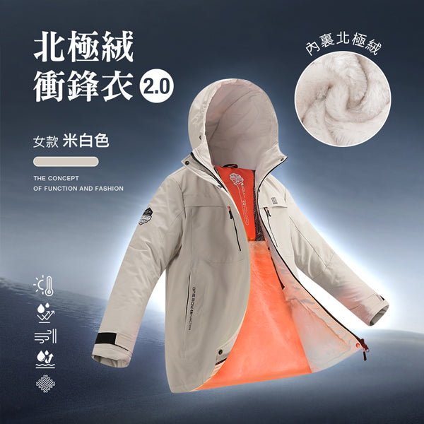 科技Clo+蓄熱防水機能禦寒北極絨衝鋒衣2.0